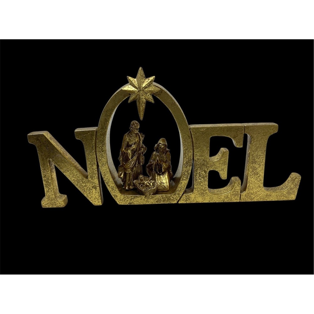 Gold Decorative Spell Out Noel W/ Holy Family Nativity Christmas 12" Unbranded